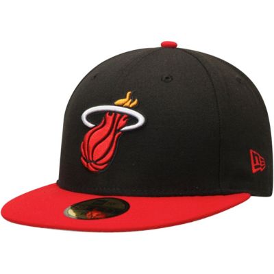 New Era Men's NBA Black/Red Miami Heat Official Team Color 2Tone 59FIFTY Fitted Hat, Black, 7 1/4 -  0190530998523