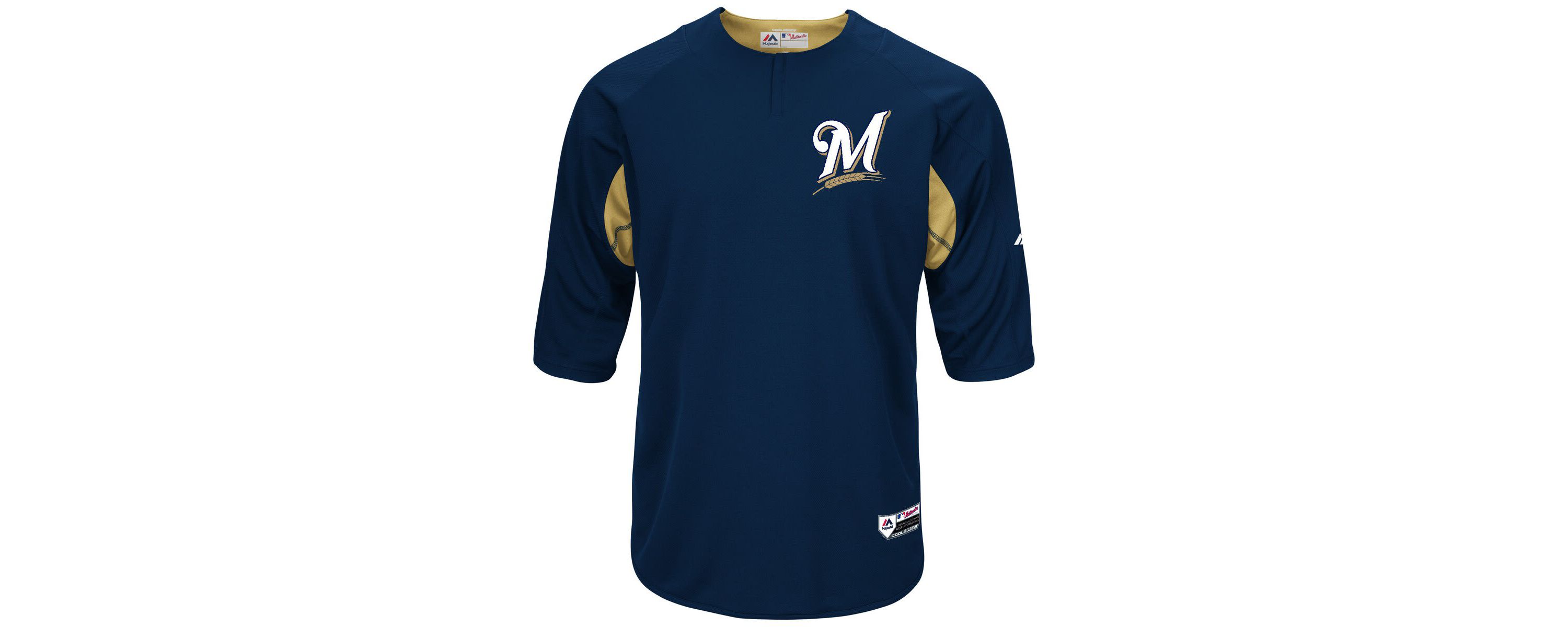 MLB Milwaukee Brewers Authentic Collection On-Field 3/4-Sleeve Batting Practice Jersey