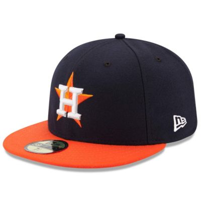 New Era Men's MLB Navy/Orange Houston Astros Road Authentic Collection On Field 59FIFTY Performance Fitted Hat