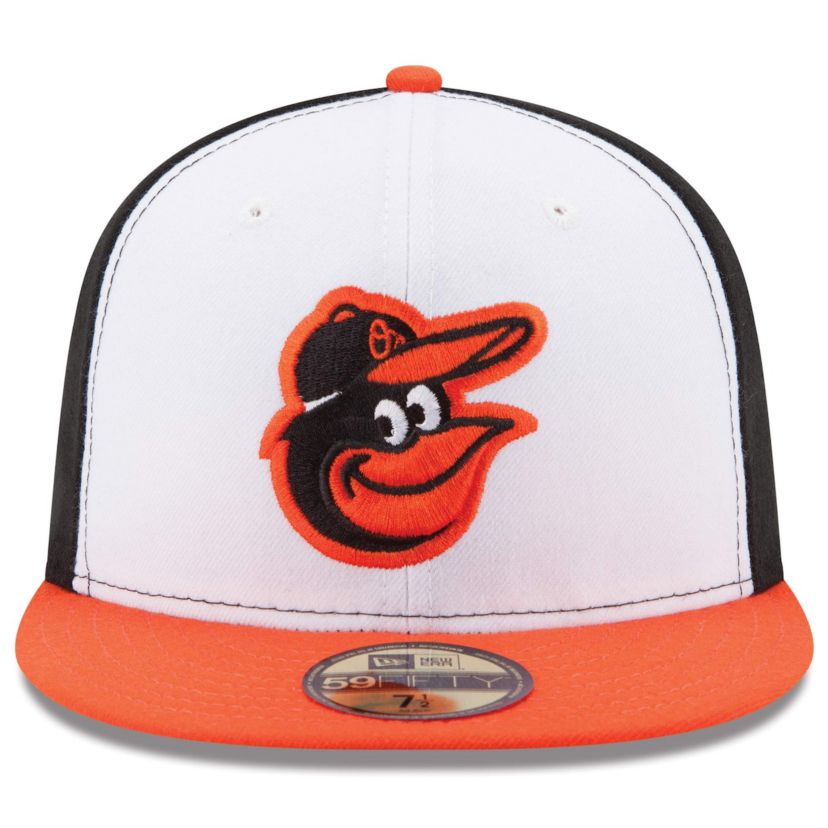MLB White/Orange Baltimore Orioles Home Authentic Collection On-Field 59FIFTY Fitted Hat