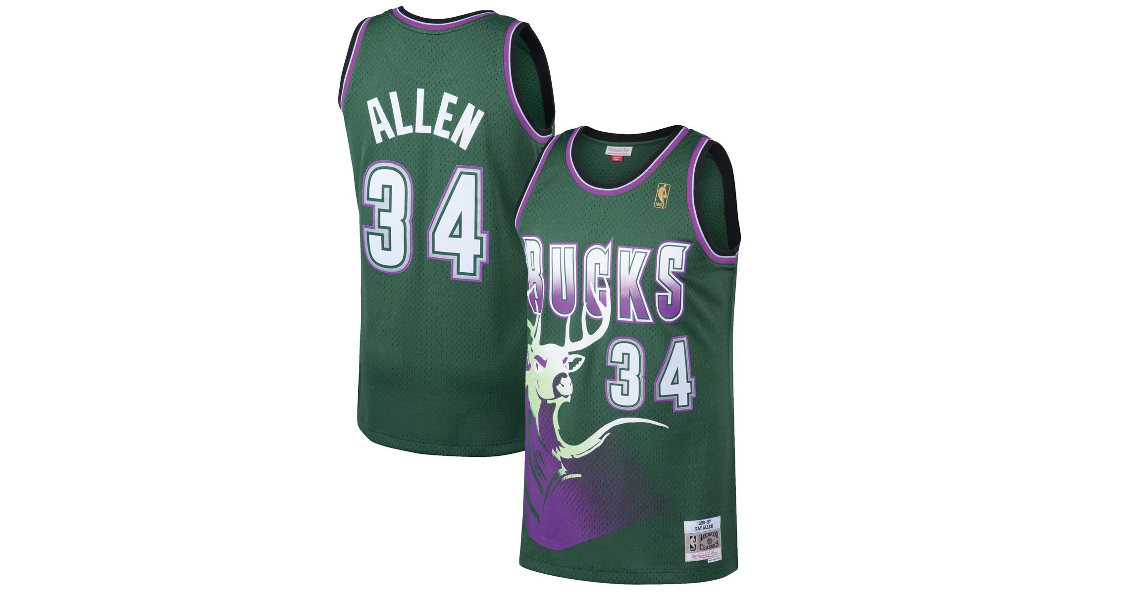 NBA Ray Allen Kelly Milwaukee Bucks 1996/97 Hardwood Classics Swingman Jersey
