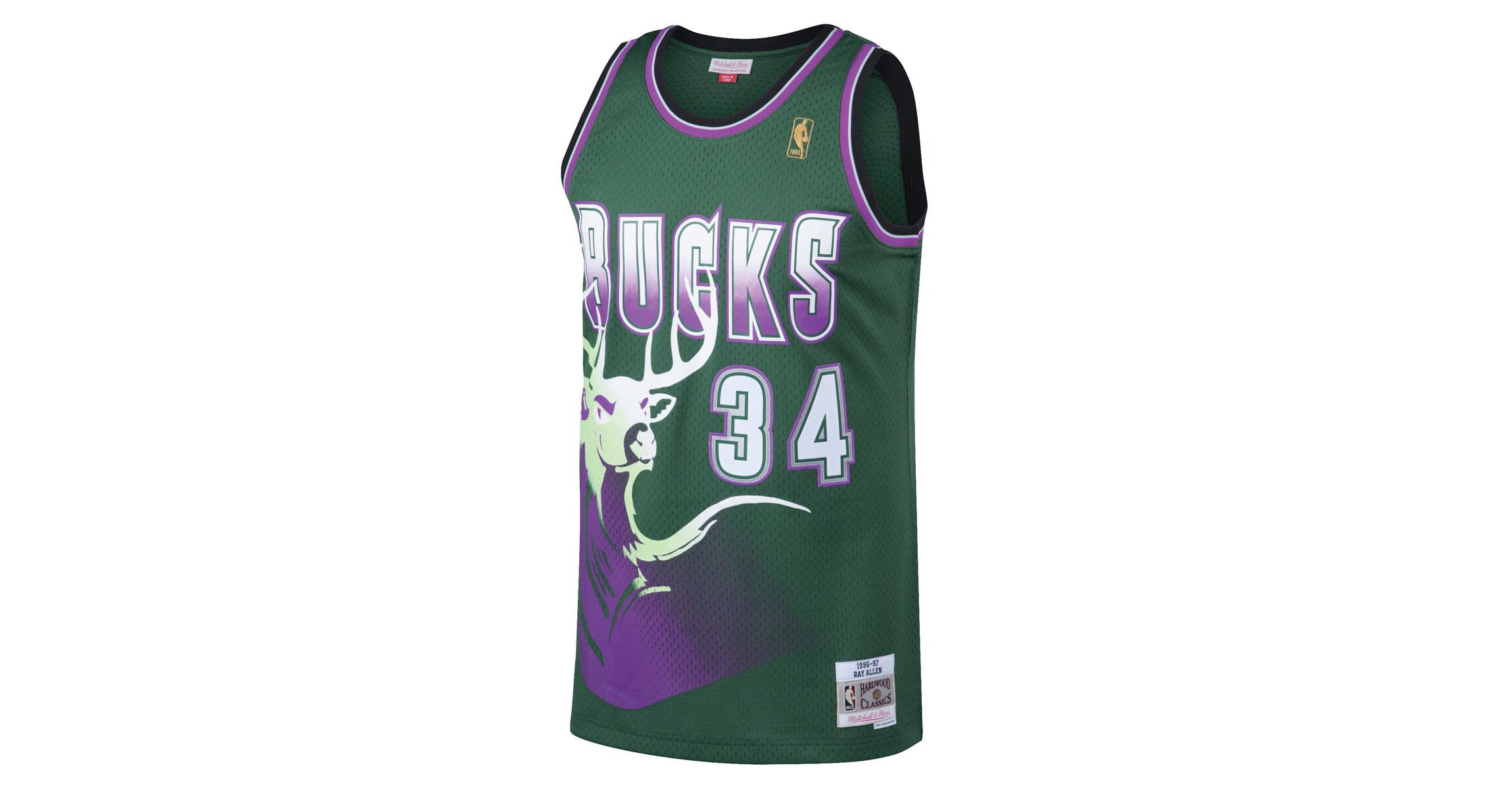 NBA Ray Allen Kelly Milwaukee Bucks 1996/97 Hardwood Classics Swingman Jersey
