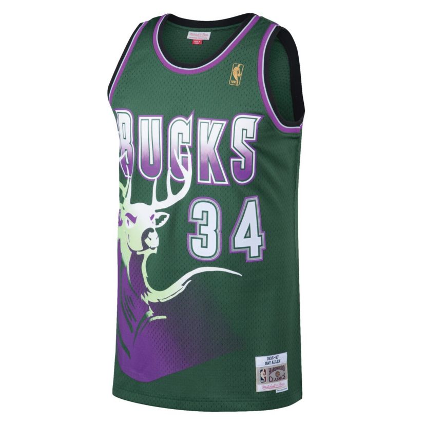 NBA Ray Allen Kelly Milwaukee Bucks 1996/97 Hardwood Classics Swingman Jersey