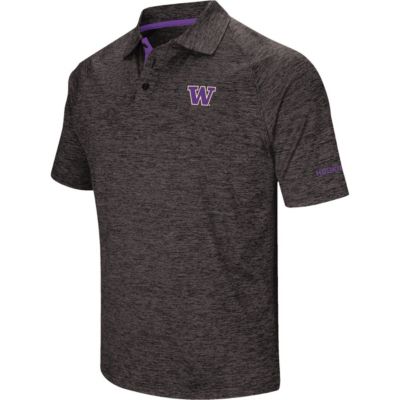 Colosseum Men's NCAA Washington Huskies Down Swing Polo, Black, 2XL