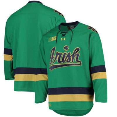 Men's NCAA Under Armour Notre Dame Fighting Irish Replica Hockey Jersey, Green, Small