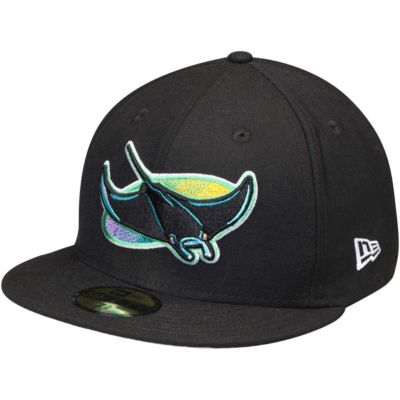 New Era Men's MLB Tampa Bay Rays Cooperstown Collection Wool 59FIFTY Fitted Hat, Black, 7