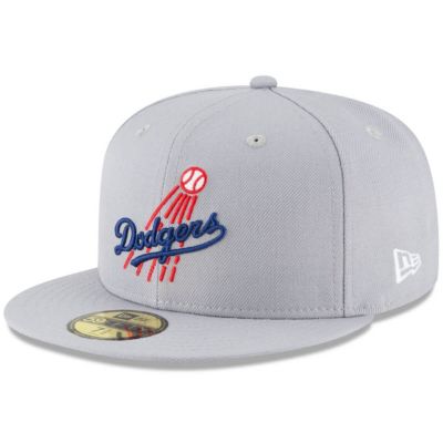 New Era Men's MLB Los Angeles Dodgers Cooperstown Collection Wool 59FIFTY Fitted Hat, Gray, 8