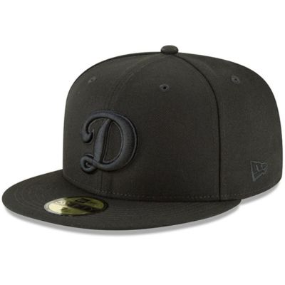 New Era Men's MLB Los Angeles Dodgers Secondary Logo Basic 59FIFTY Fitted Hat, Black, 7 5/8