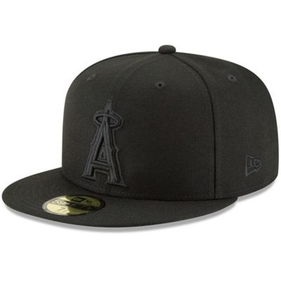 New Era Men's MLB Los Angeles Angels Primary Logo Basic 59FIFTY Fitted Hat, Black, 7 3/8