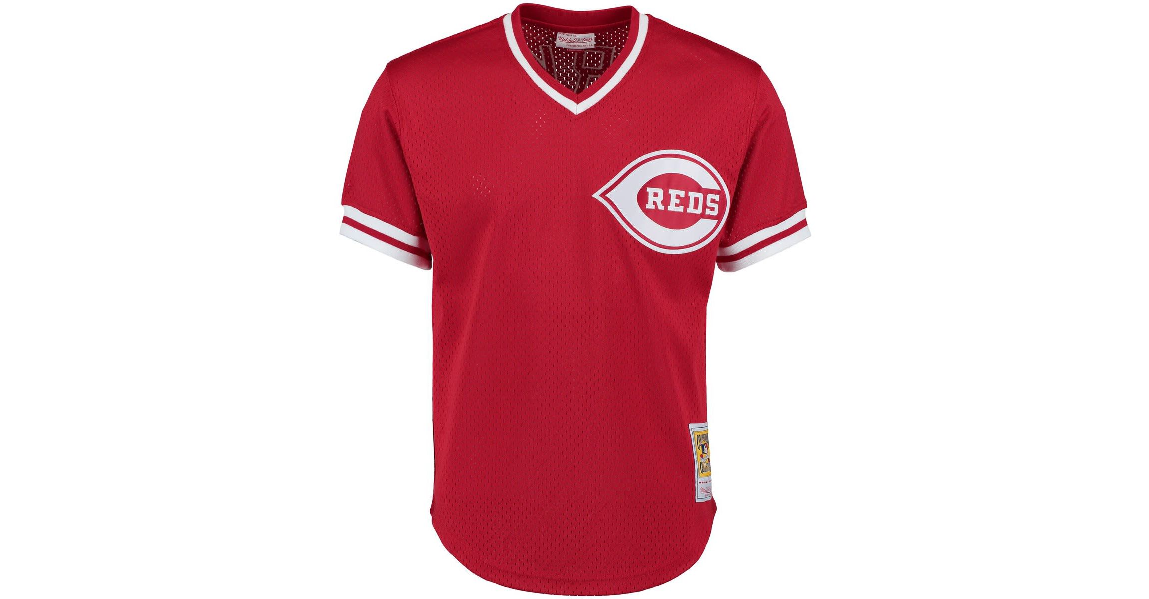MLB Barry Larkin Cincinnati Reds Cooperstown Collection Mesh Batting Practice Button-Up Jersey