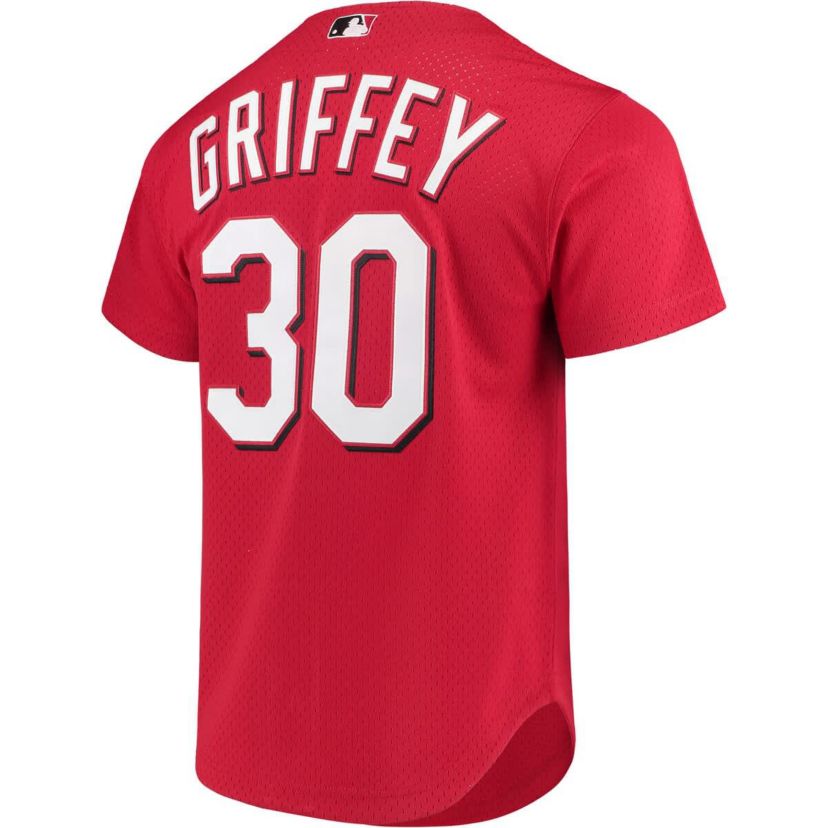MLB Ken Griffey Jr. Cincinnati Reds Cooperstown Collection Mesh Batting Practice Button-Up Jersey