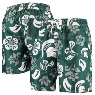 Wes & Willy Men's NCAA Michigan State Spartans Floral Volley Swim Trunks
