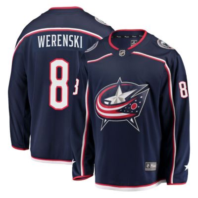 Men's NHL Fanatics Zach Werenski Columbus Jackets Breakaway Jersey, Navy Blue, Small