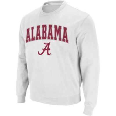 Colosseum Men's Alabama Crimson Tide NCAA Alabama Tide Arch & Logo Crew Neck Sweatshirt, White, Large