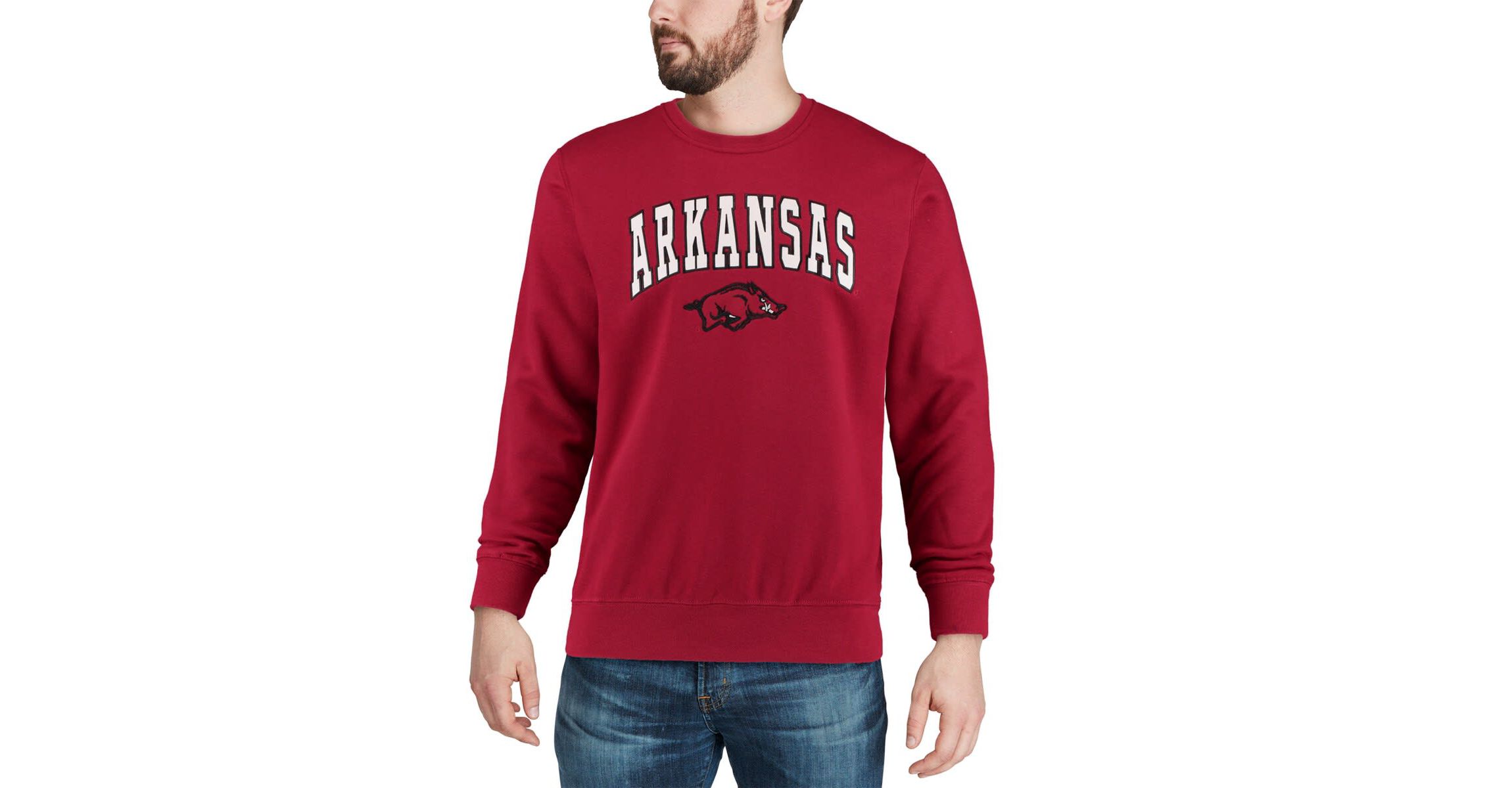 NCAA Arkansas Razorbacks Arch & Logo Crew Neck Sweatshirt