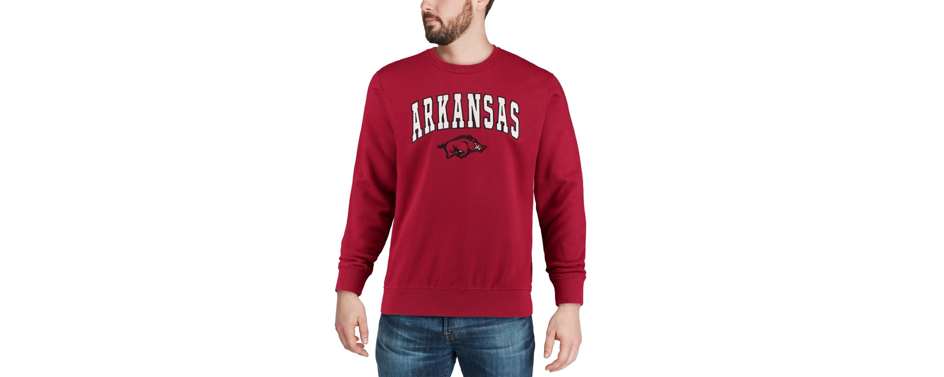 NCAA Arkansas Razorbacks Arch & Logo Crew Neck Sweatshirt