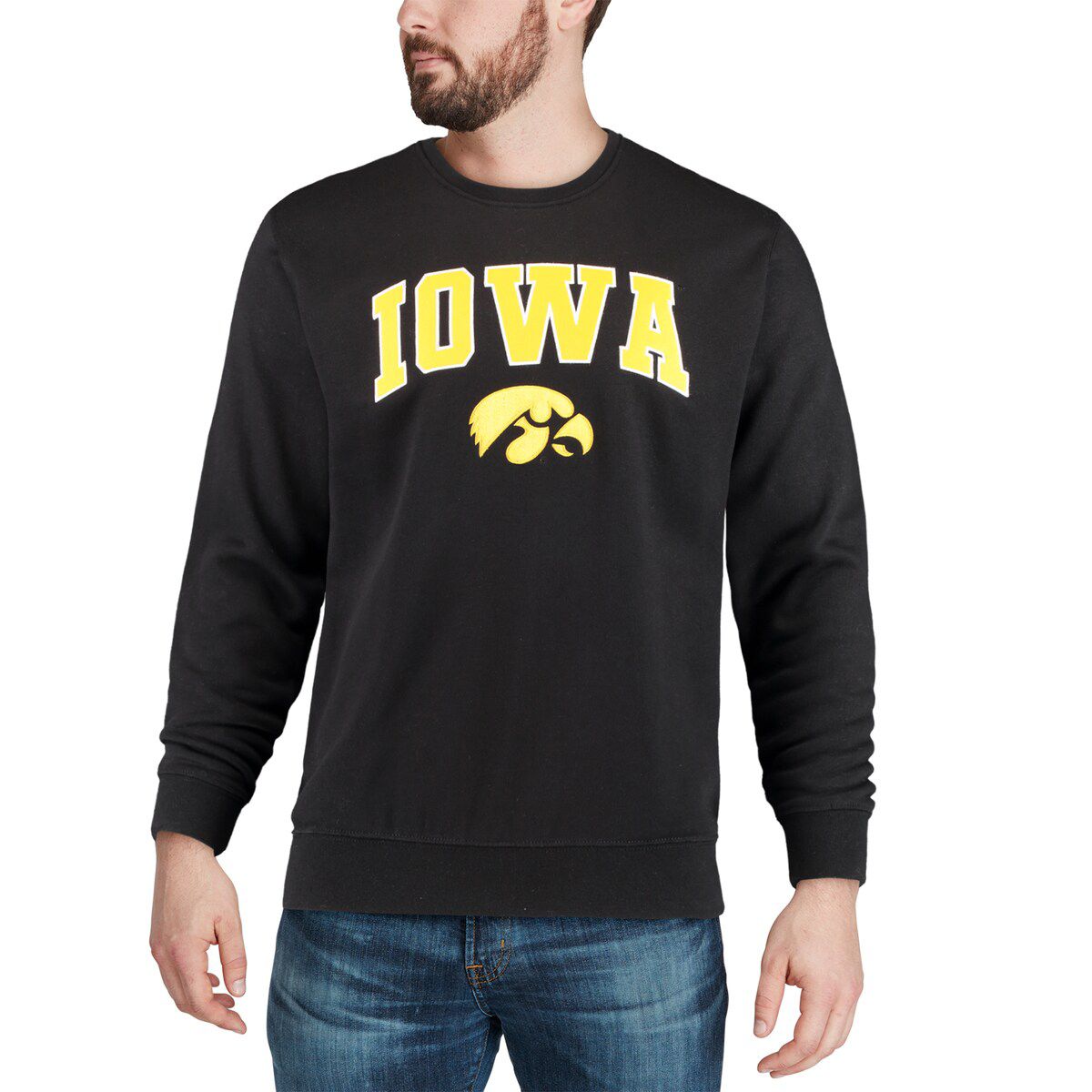 NCAA Iowa Hawkeyes Arch & Logo Crew Neck Sweatshirt