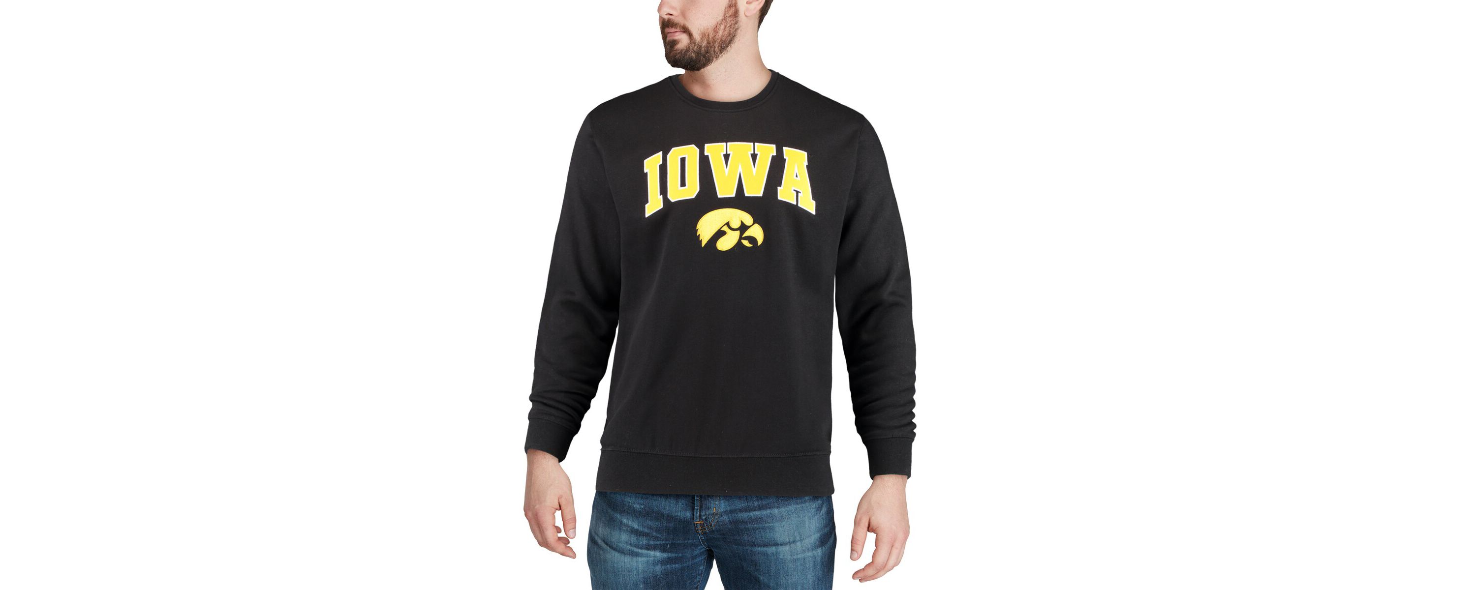 NCAA Iowa Hawkeyes Arch & Logo Crew Neck Sweatshirt