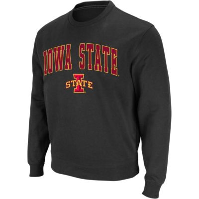 Colosseum Men's NCAA Iowa State Cyclones Arch & Logo Crew Neck Sweatshirt, Grey, Medium