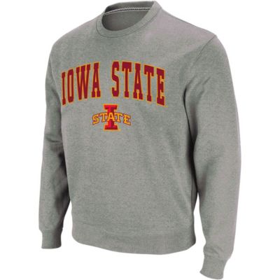 Colosseum Men's NCAA Iowa State Cyclones Arch & Logo Crew Neck Sweatshirt, Gray, Medium