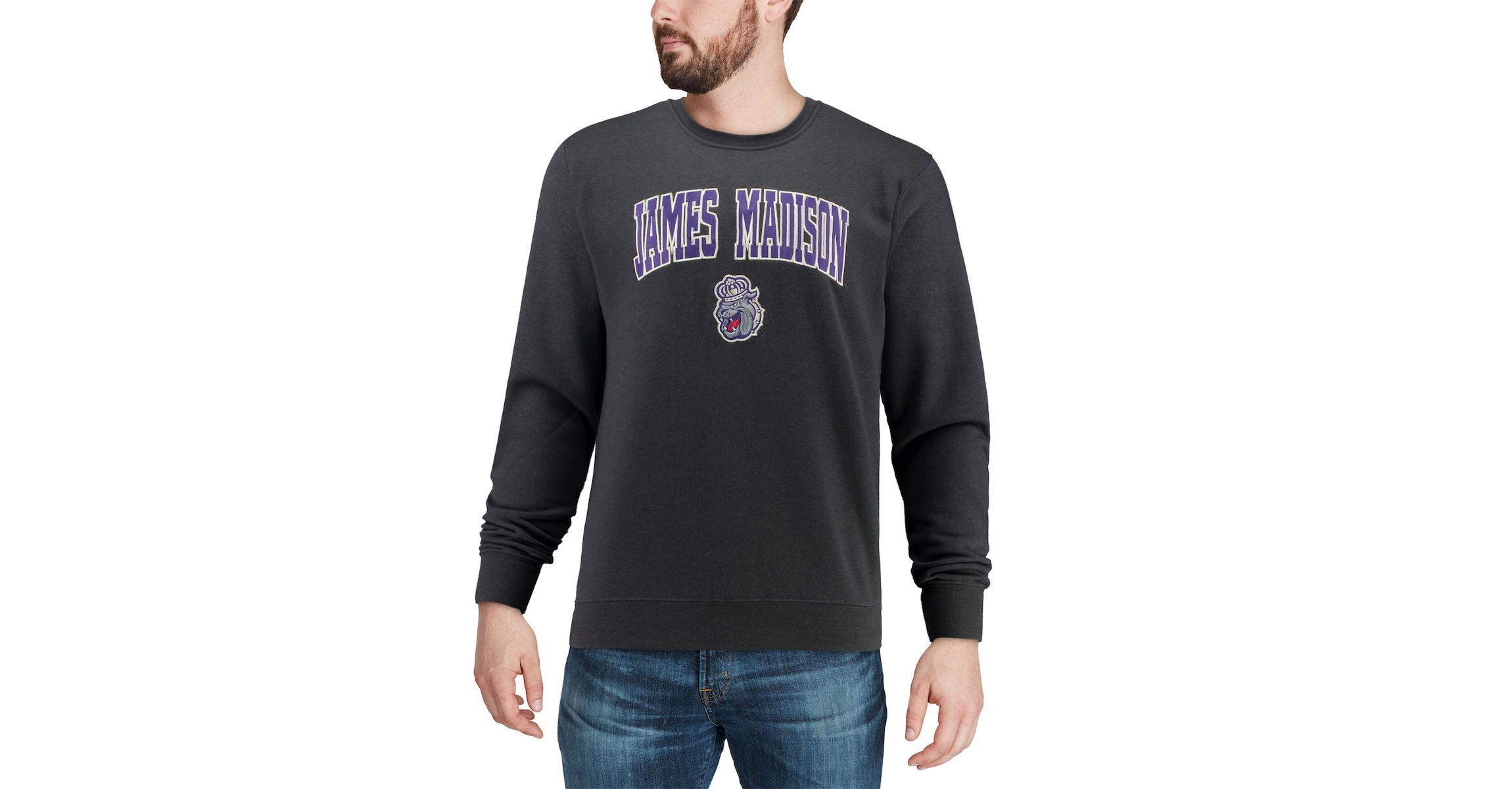 NCAA James Madison Dukes Arch & Logo Crew Neck Sweatshirt