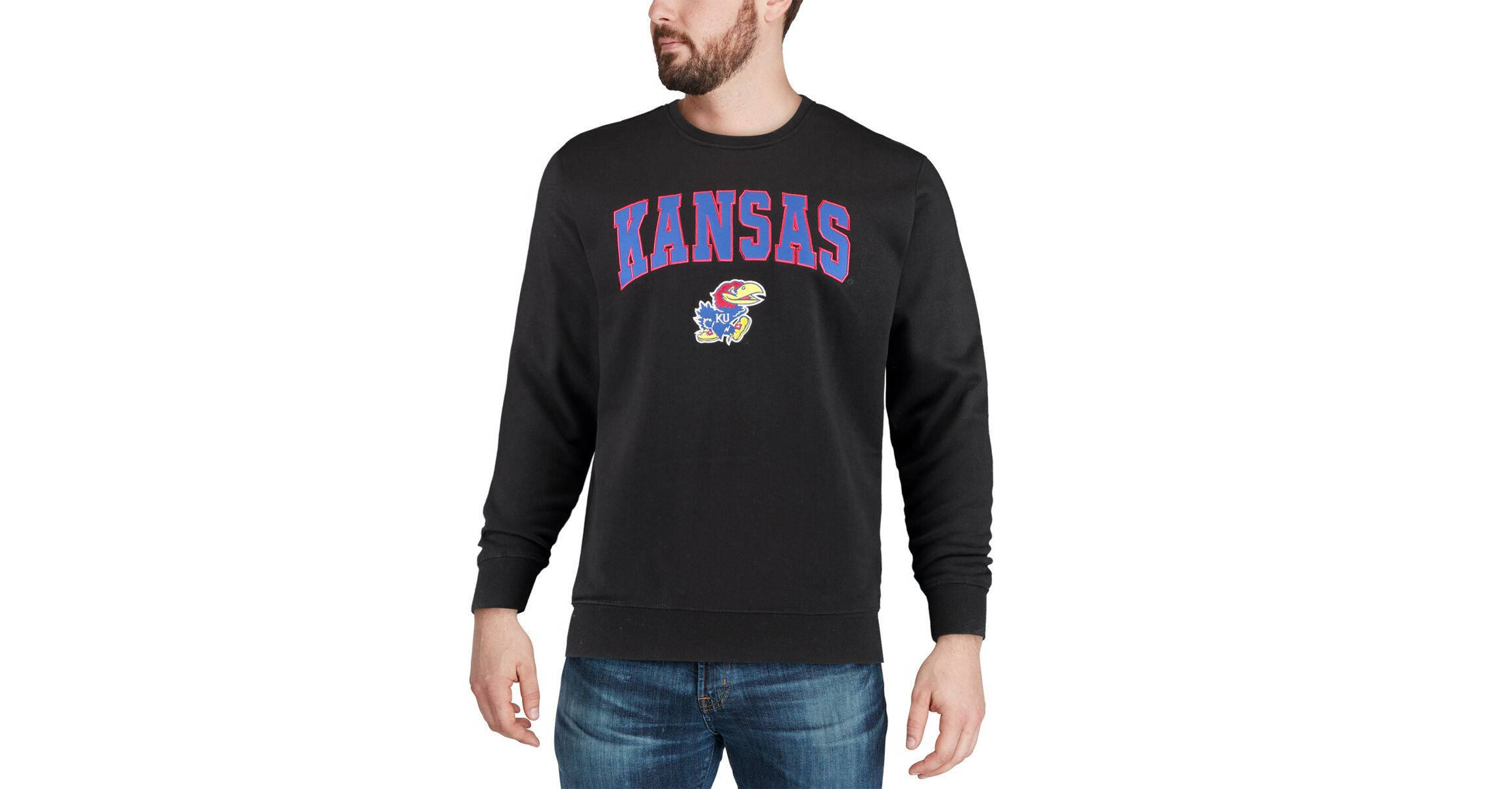 NCAA Kansas Jayhawks Arch & Logo Crew Neck Sweatshirt