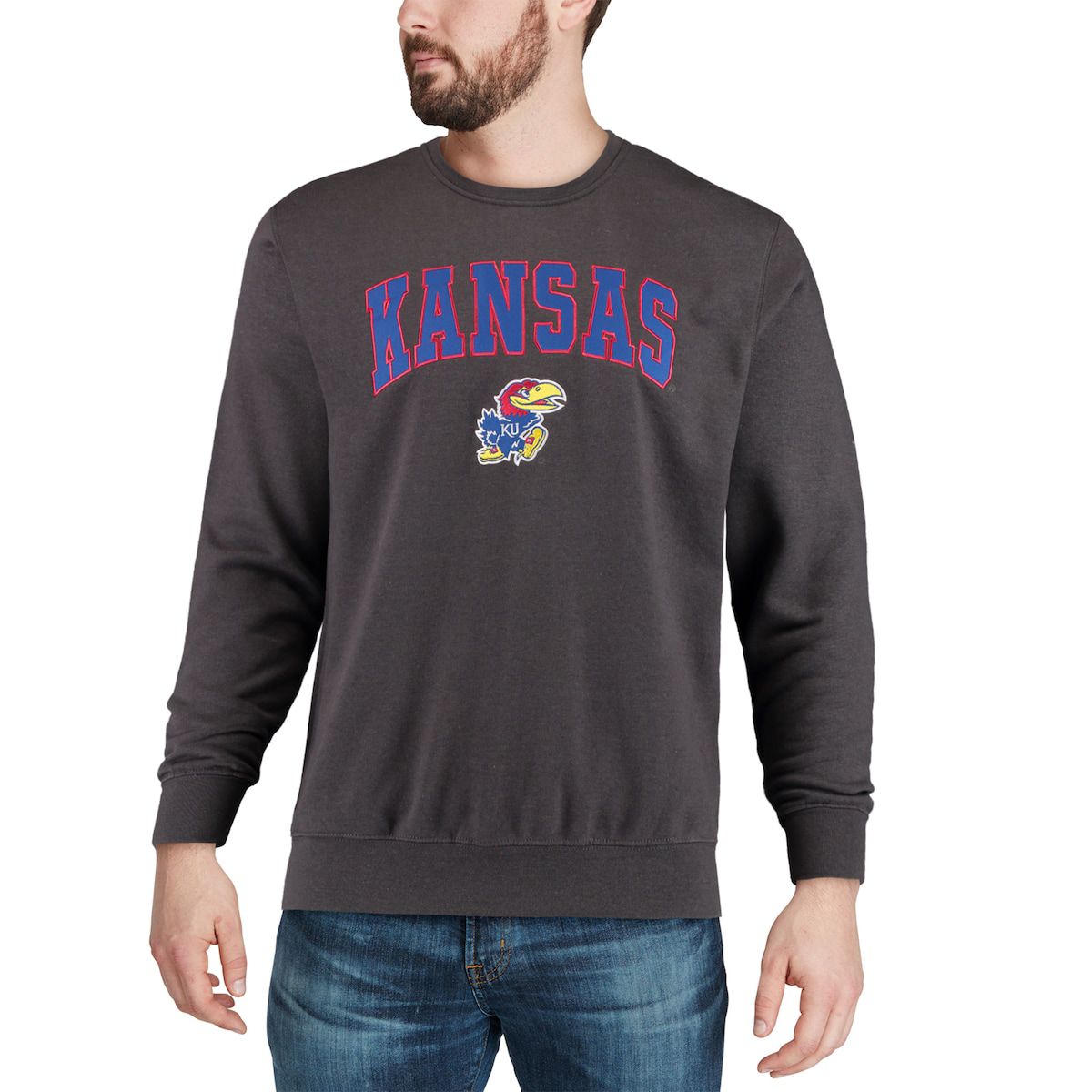 NCAA Kansas Jayhawks Arch & Logo Crew Neck Sweatshirt