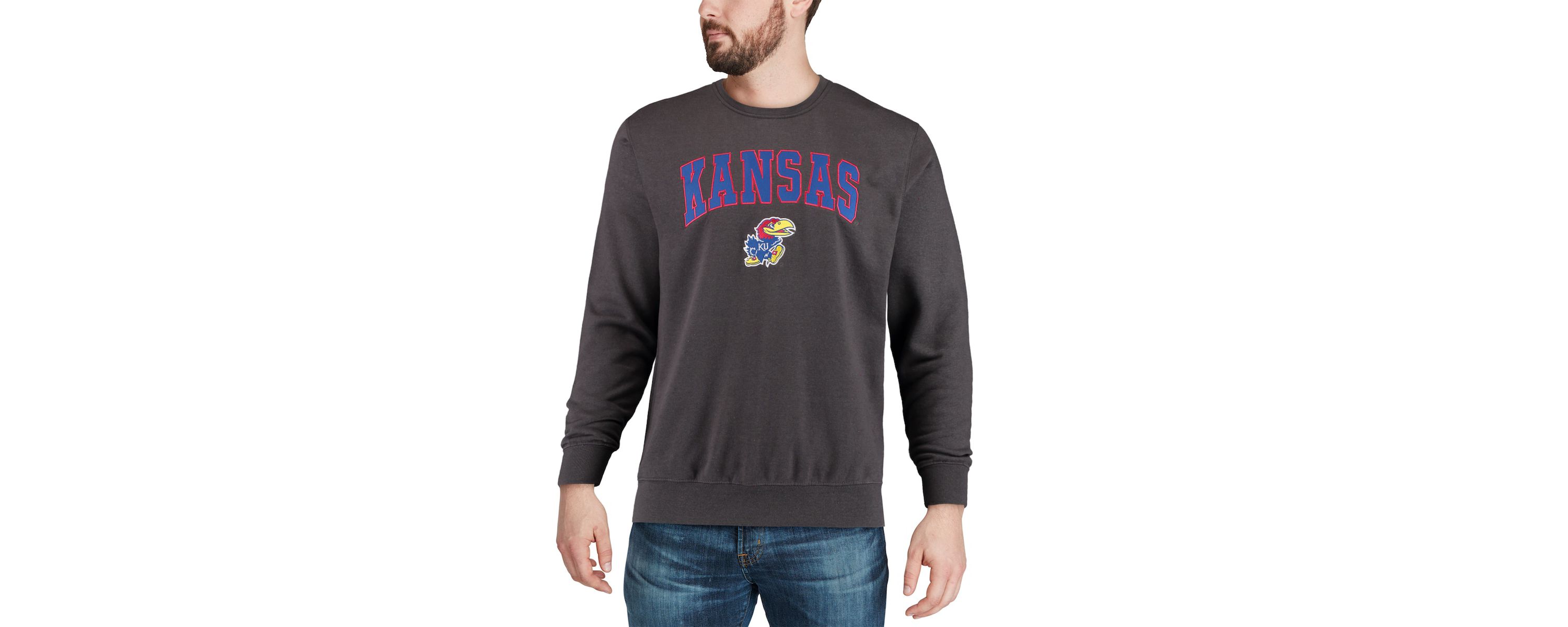 NCAA Kansas Jayhawks Arch & Logo Crew Neck Sweatshirt
