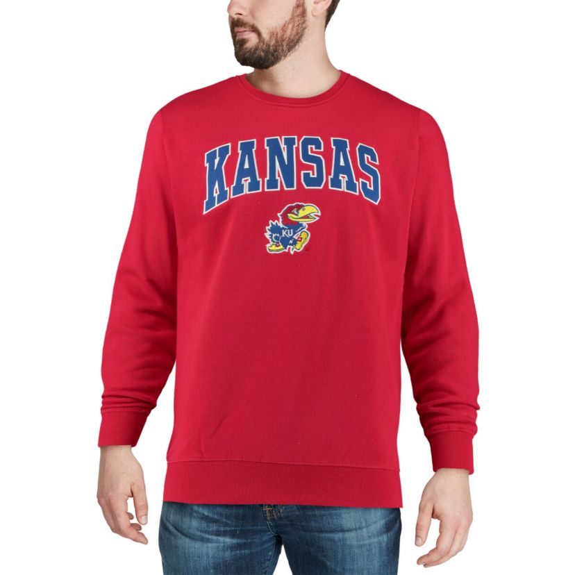 NCAA Kansas Jayhawks Arch & Logo Crew Neck Sweatshirt