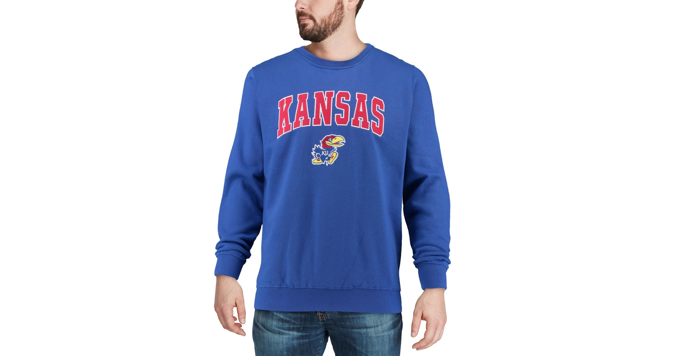 NCAA Kansas Jayhawks Arch & Logo Crew Neck Sweatshirt