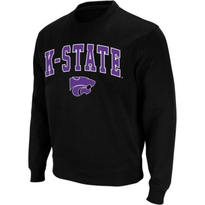 Colosseum Men's NCAA Kansas State Wildcats Arch & Logo Crew Neck Sweatshirt, Black, Medium