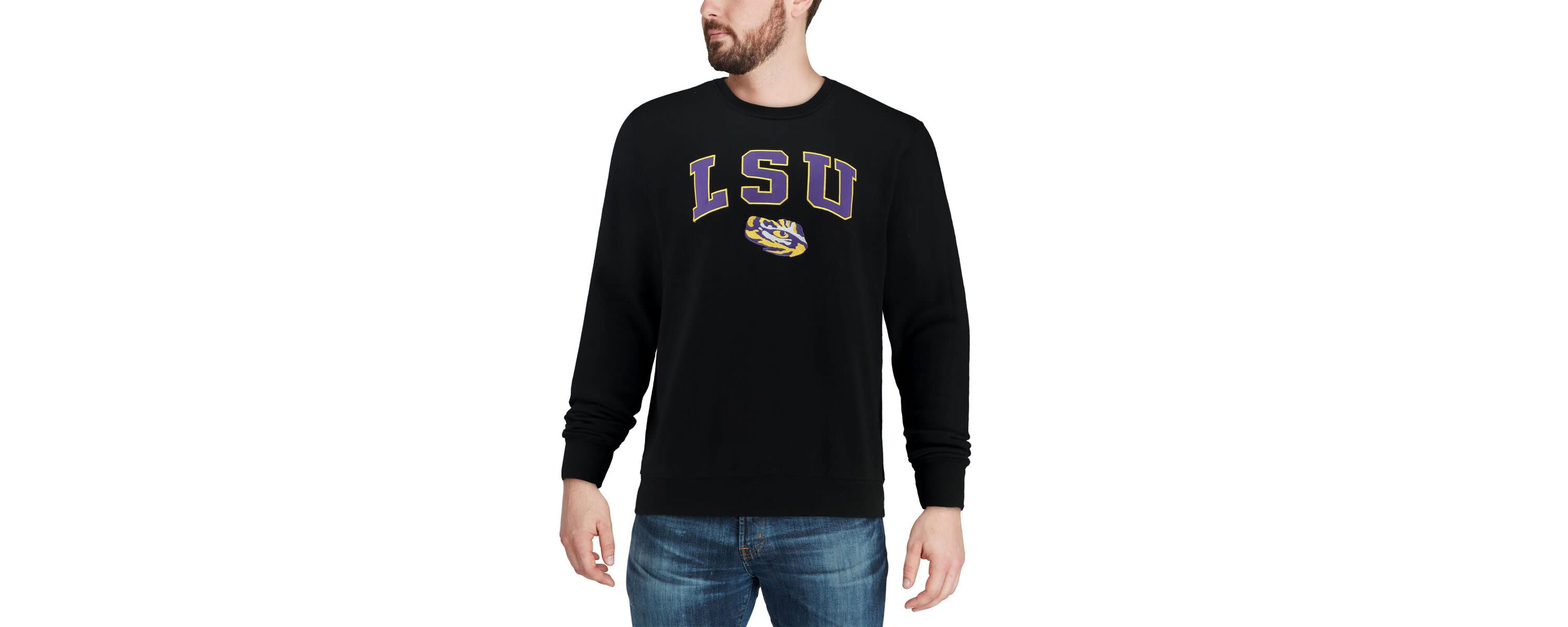 NCAA LSU Tigers Arch & Logo Crew Neck Sweatshirt