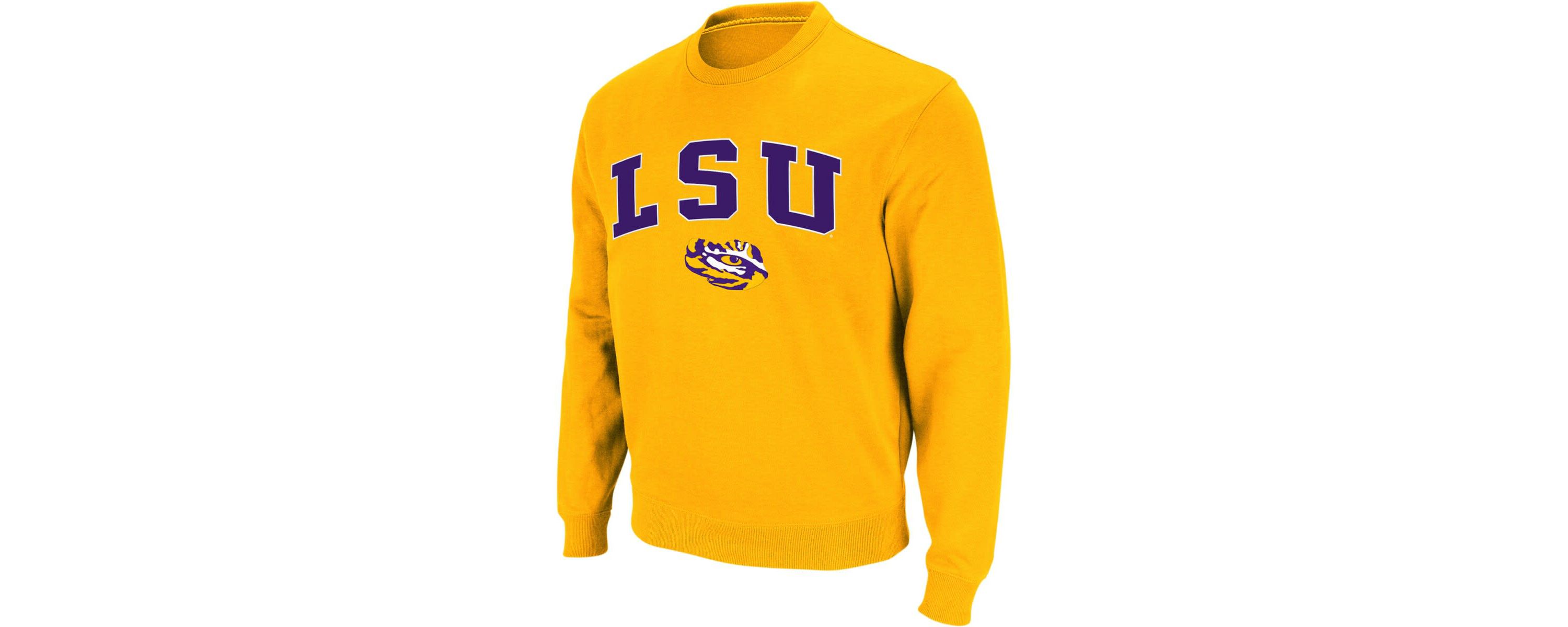 NCAA LSU Tigers Arch & Logo Crew Neck Sweatshirt