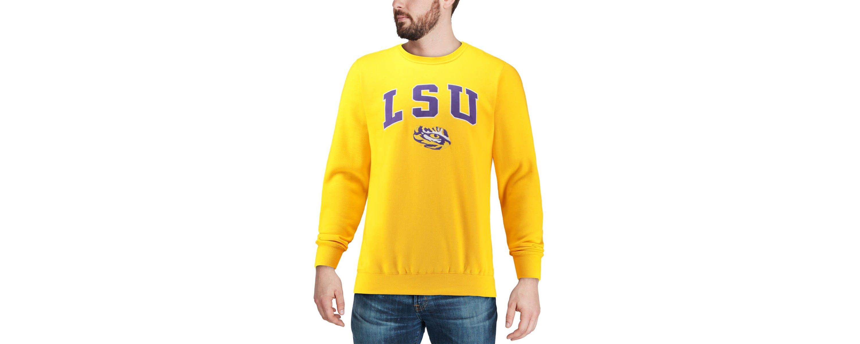 NCAA LSU Tigers Arch & Logo Crew Neck Sweatshirt