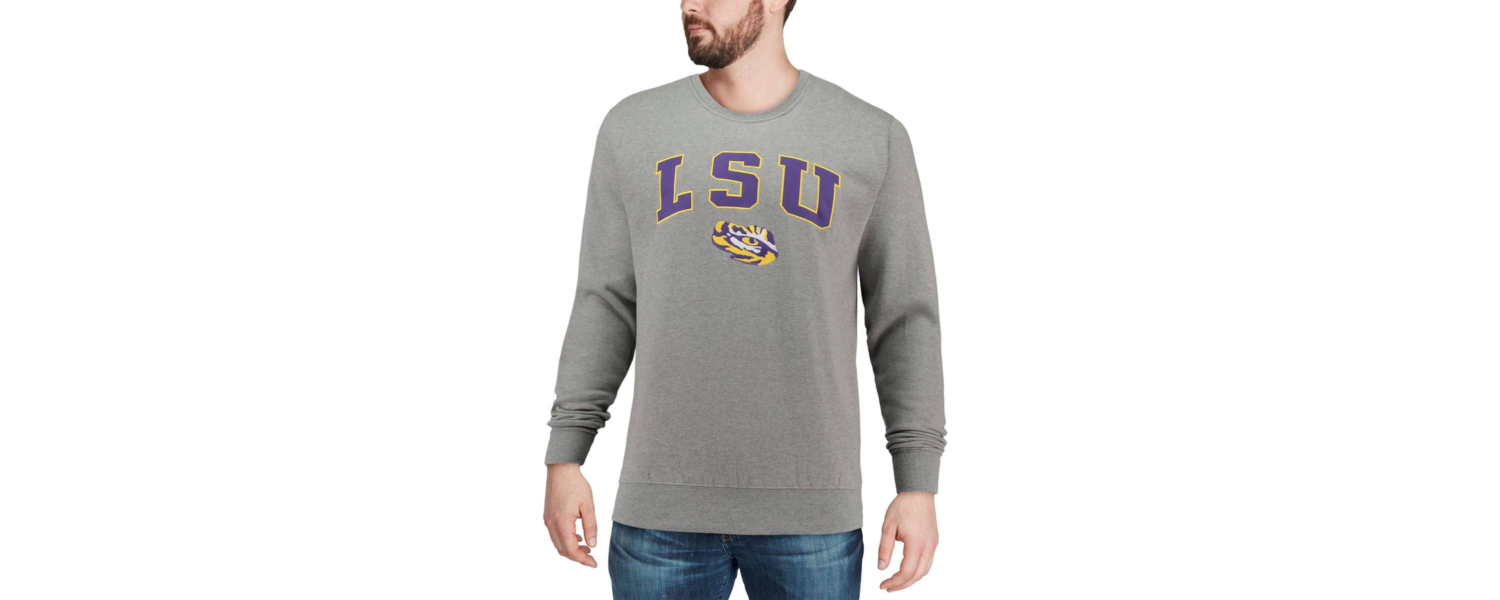 NCAA LSU Tigers Arch & Logo Crew Neck Sweatshirt