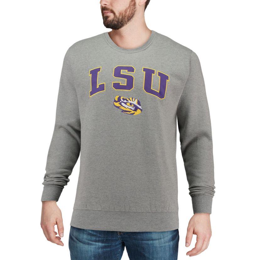 NCAA LSU Tigers Arch & Logo Crew Neck Sweatshirt
