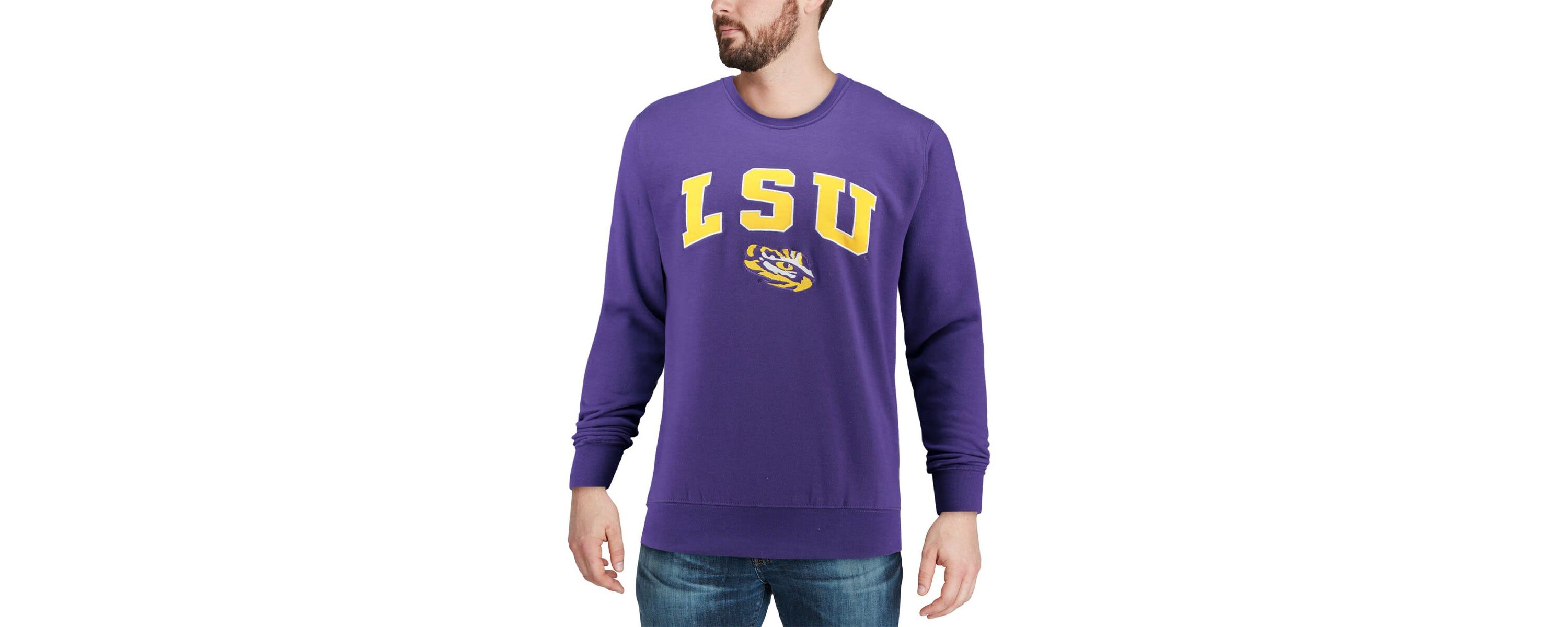 NCAA LSU Tigers Arch & Logo Crew Neck Sweatshirt