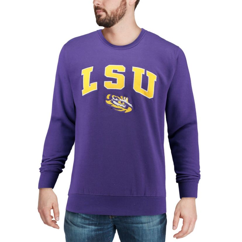 NCAA LSU Tigers Arch & Logo Crew Neck Sweatshirt