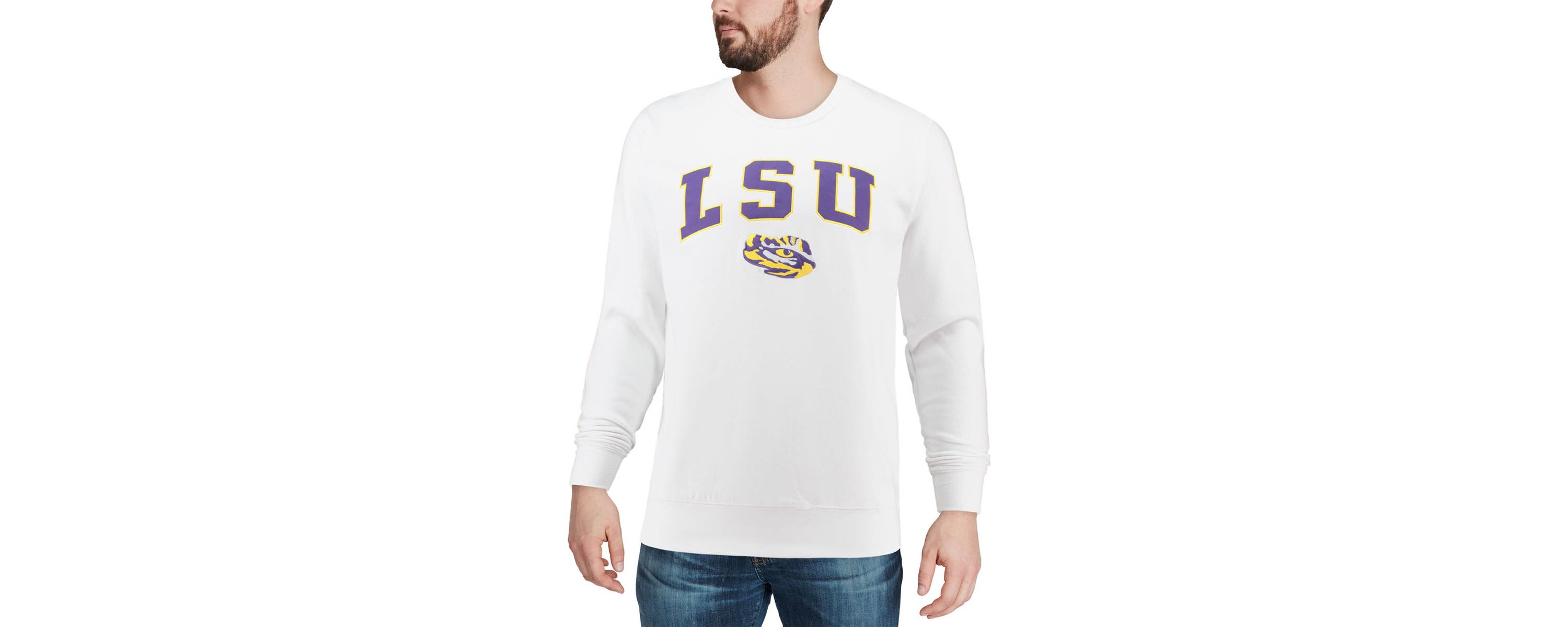 NCAA LSU Tigers Arch & Logo Crew Neck Sweatshirt