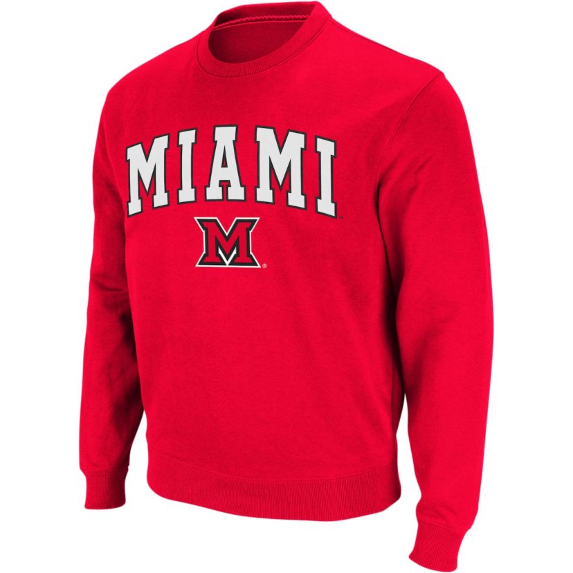 Miami (OH) RedHawks NCAA Miami University RedHawks Arch & Logo Crew Neck Sweatshirt