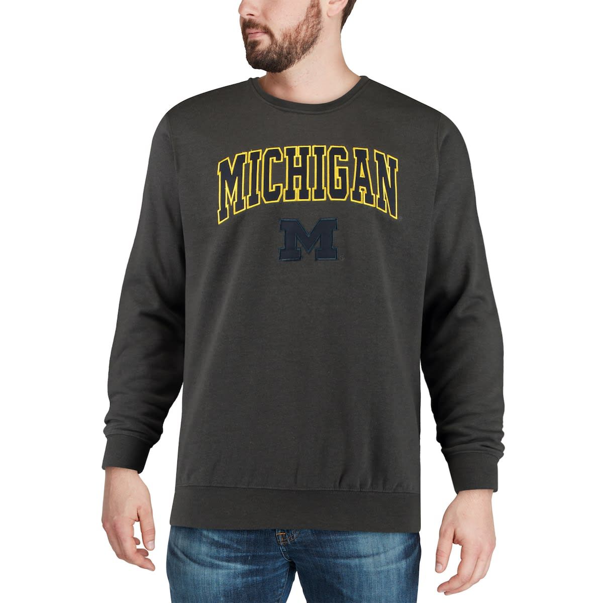 NCAA Michigan Wolverines Arch & Logo Crew Neck Sweatshirt