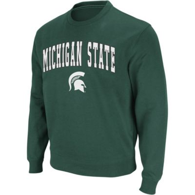 Colosseum Men's NCAA Michigan State Spartans Arch & Logo Crew Neck Sweatshirt, Green, Small
