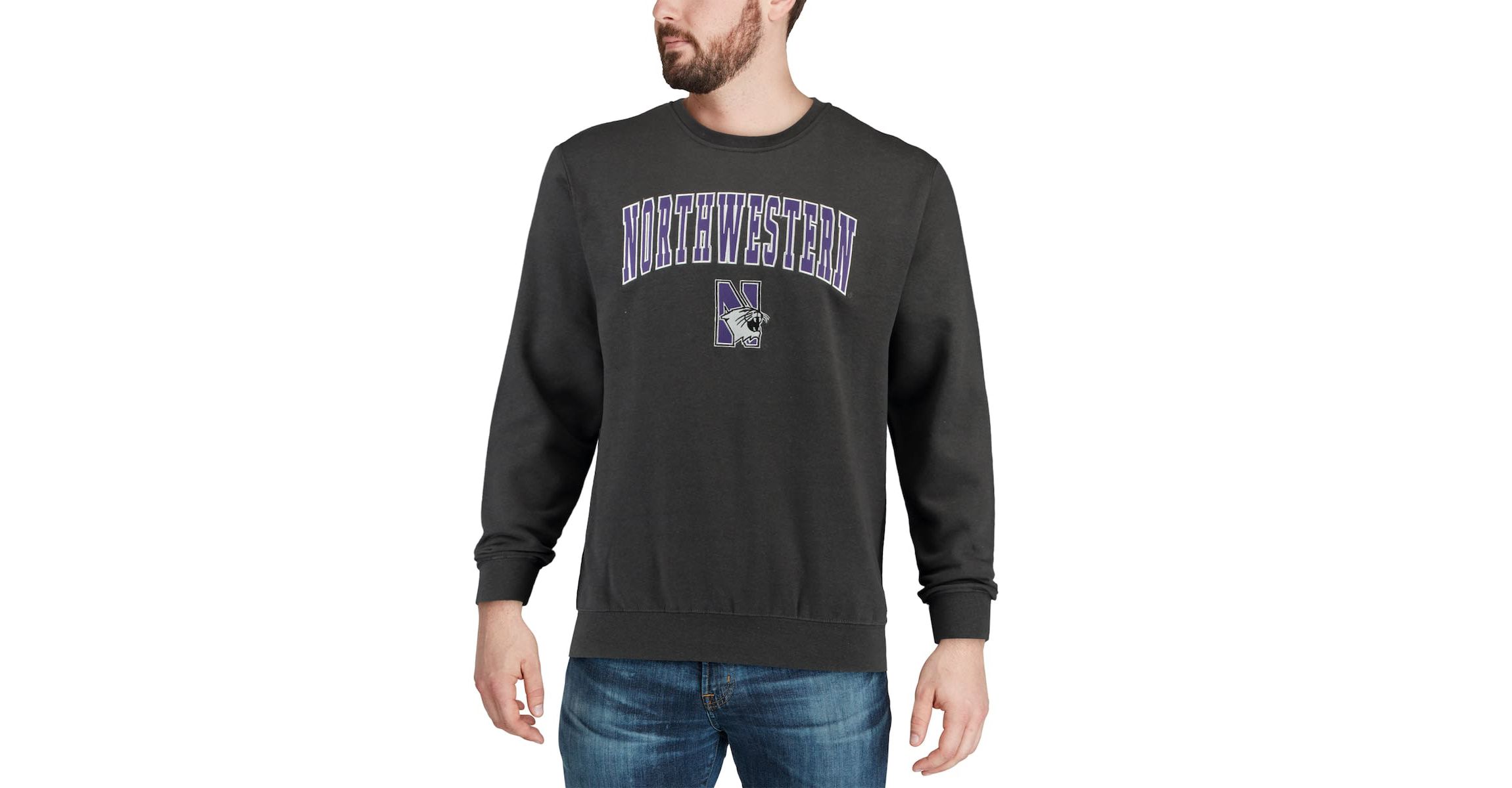 NCAA Northwestern Wildcats Arch & Logo Crew Neck Sweatshirt