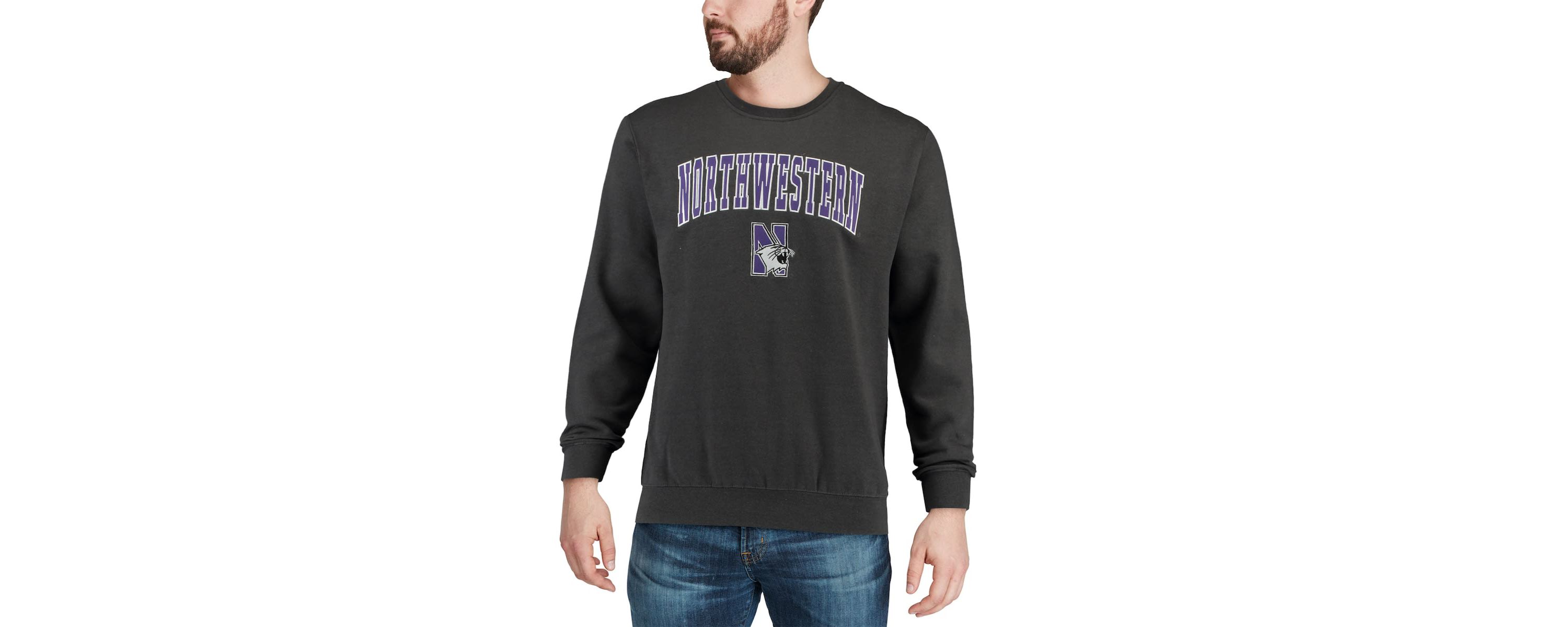NCAA Northwestern Wildcats Arch & Logo Crew Neck Sweatshirt