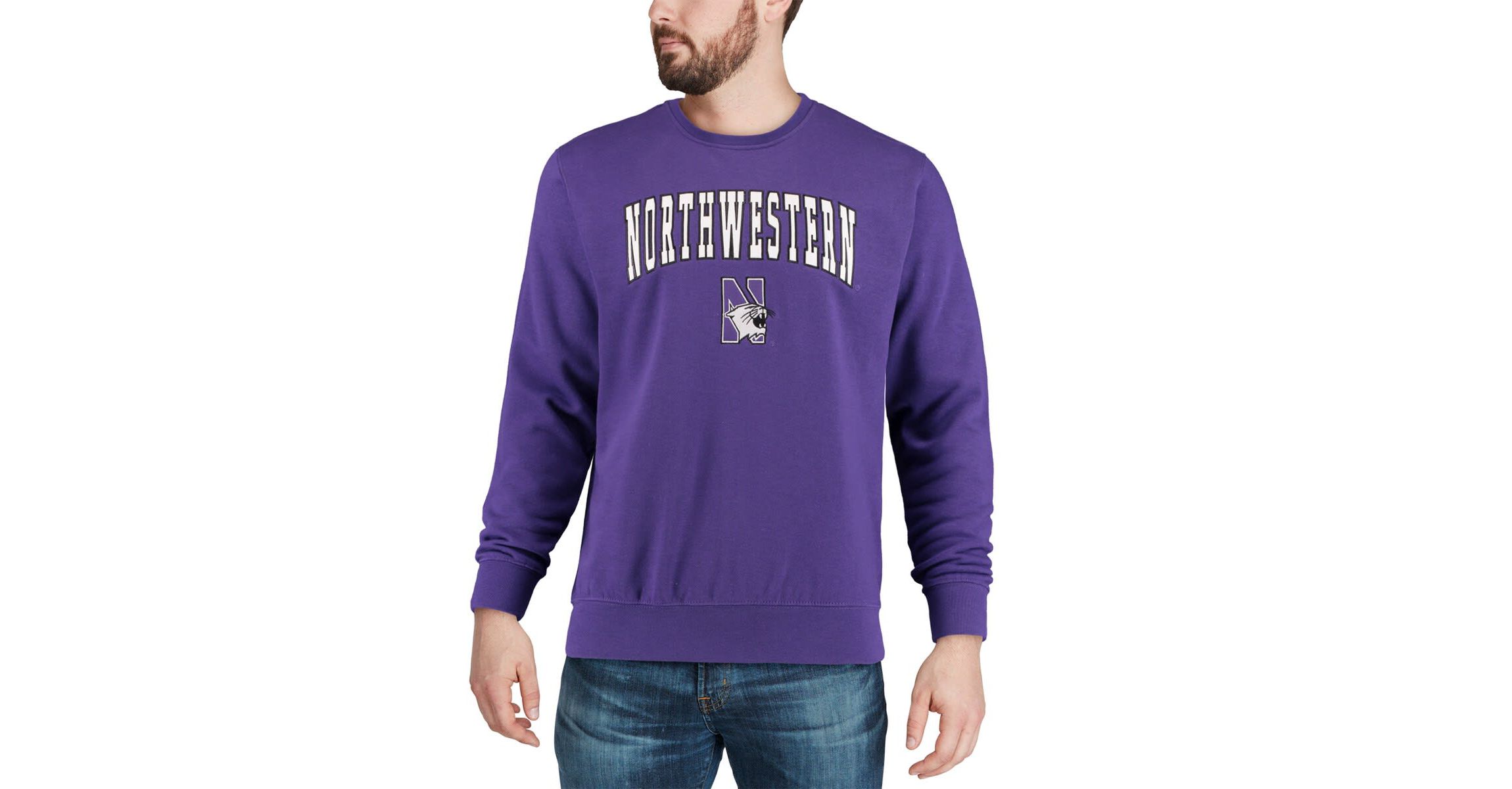 NCAA Northwestern Wildcats Arch & Logo Crew Neck Sweatshirt