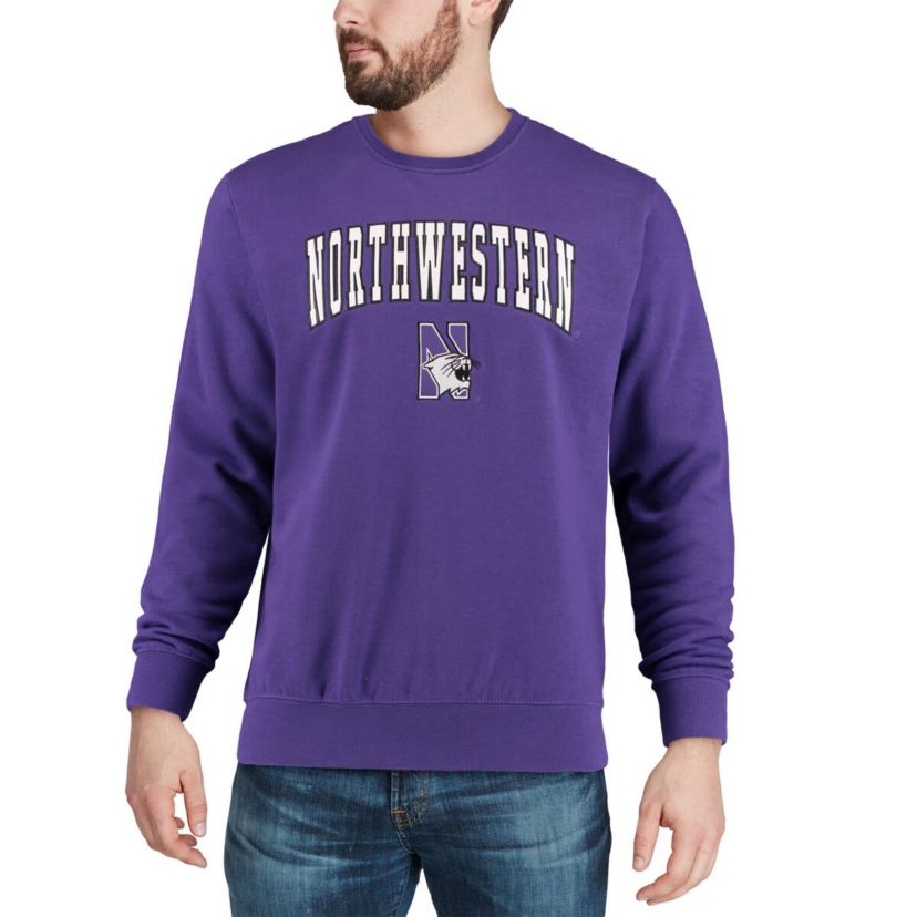 NCAA Northwestern Wildcats Arch & Logo Crew Neck Sweatshirt