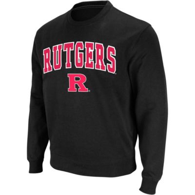 Colosseum Men's Rutgers Scarlet Knights NCAA Rutgers Knights Arch & Logo Crew Neck Sweatshirt, Black, 2XL