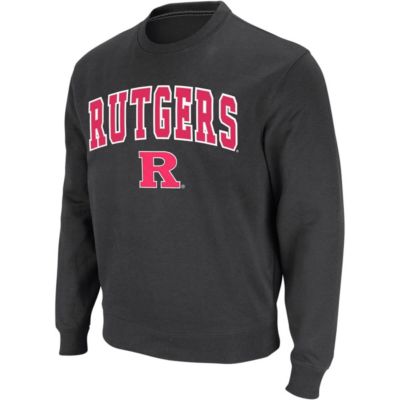 Colosseum Men's Rutgers Scarlet Knights NCAA Rutgers Knights Arch & Logo Crew Neck Sweatshirt, Grey, 2XL