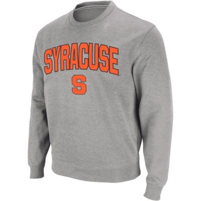 Colosseum Men's Syracuse Orange NCAA Syracuse Arch & Logo Crew Neck Sweatshirt, Gray, Small