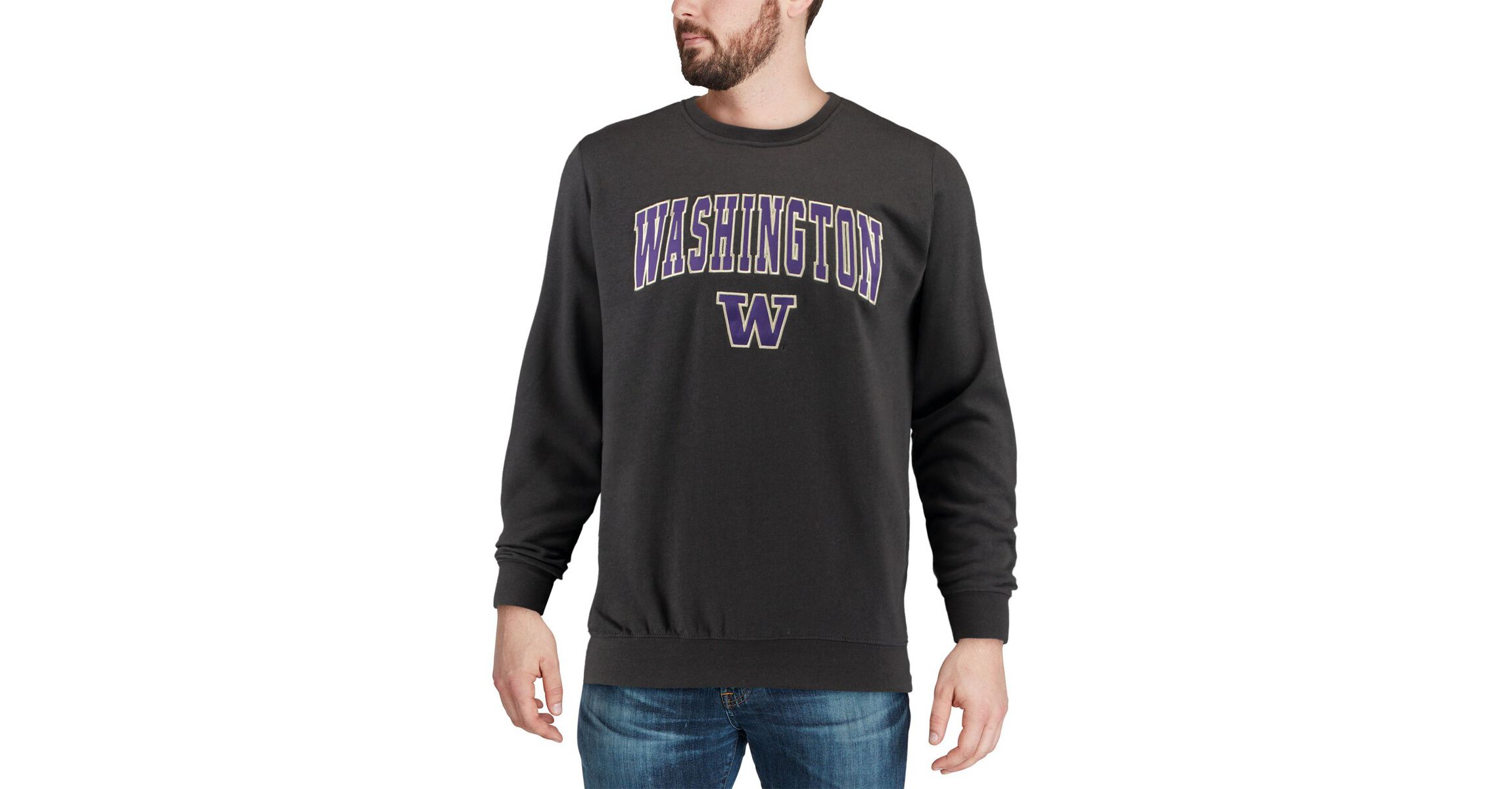 NCAA Washington Huskies Arch & Logo Crew Neck Sweatshirt